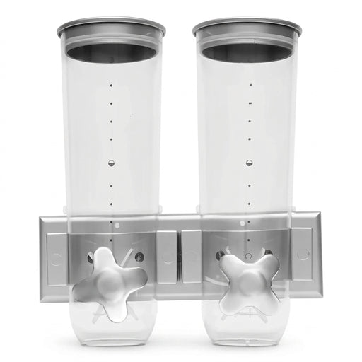 Wall‑Mounted Double Cereal & Candy Dispenser — Silver, 3L