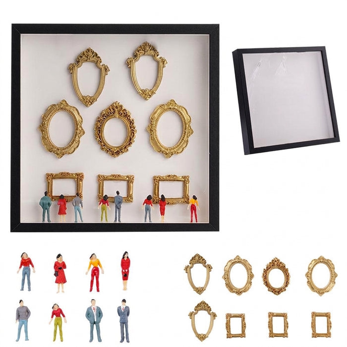 Mini Museum Silhouette Photo Box – DIY Memory Display Kit with Frames & Figurines