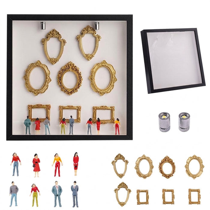 Mini Museum Silhouette Photo Box – DIY Memory Display Kit with Frames & Figurines