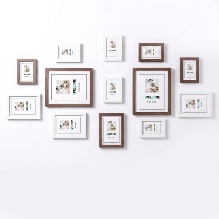 13-piece Wooden Picture Frame Set for Wall — Mixed Sizes for Photos