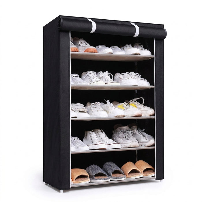 6/8/10-Layer Dustproof Shoe Cabinet Organiser — Non-woven, Space-saving