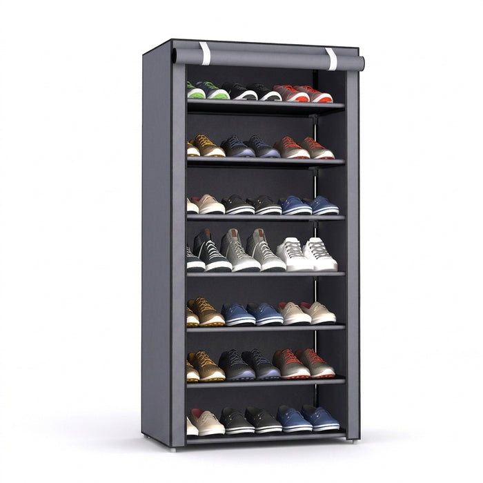 6/8/10-Layer Dustproof Shoe Cabinet Organiser — Non-woven, Space-saving