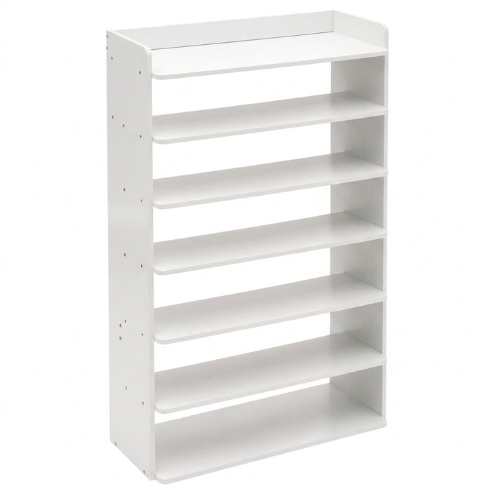 5/7/8-Tier Freestanding Shoe Rack — White MDF Organiser for Entryway