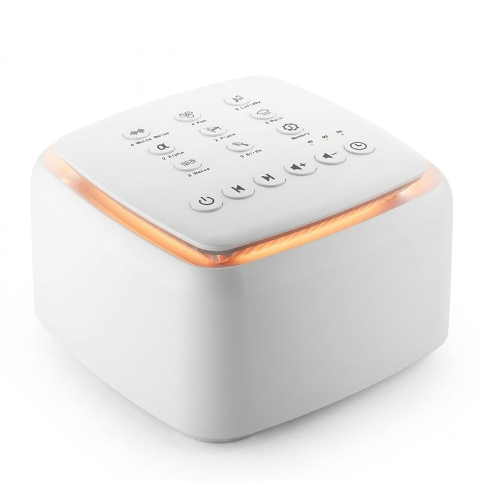 Rechargeable White Noise Machine — 30 Soothing Sounds & Warm Light (White)