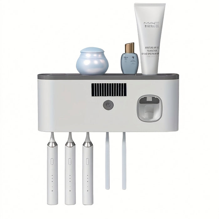 UV Sanitising Wall-Mounted Toothbrush Holder with Automatic Toothpaste Dispenser & USB Charging