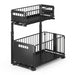 2-Tier Under-Sink Pull-Out Organiser — Adjustable Height Thickened Metal Sliding Drawers (Black or White)
