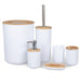 6-Piece Bamboo & Plastic Bathroom Set — Bin, Toilet Brush, Lotion Pump, Soap Box, Toothbrush Cup & Mouth Cup