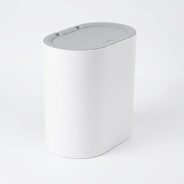 Slim Press-Top Bin with Lid and Wheels — Small Kitchen & Bathroom Waste Basket