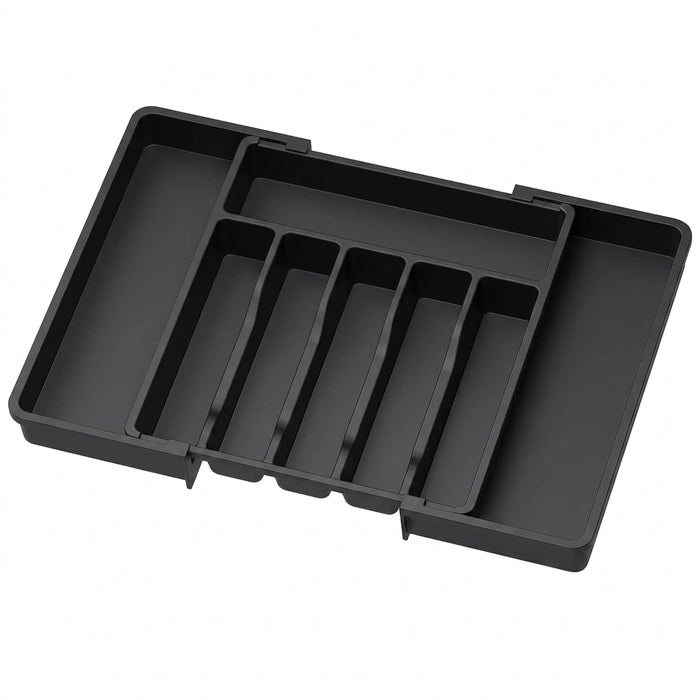 Adjustable Cutlery Drawer Organiser – Expandable Plastic Tray with Dividers