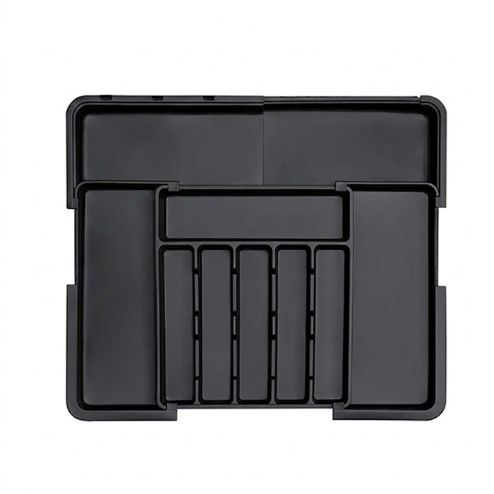 Adjustable Cutlery Drawer Organiser – Expandable Utensil Tray (Black)