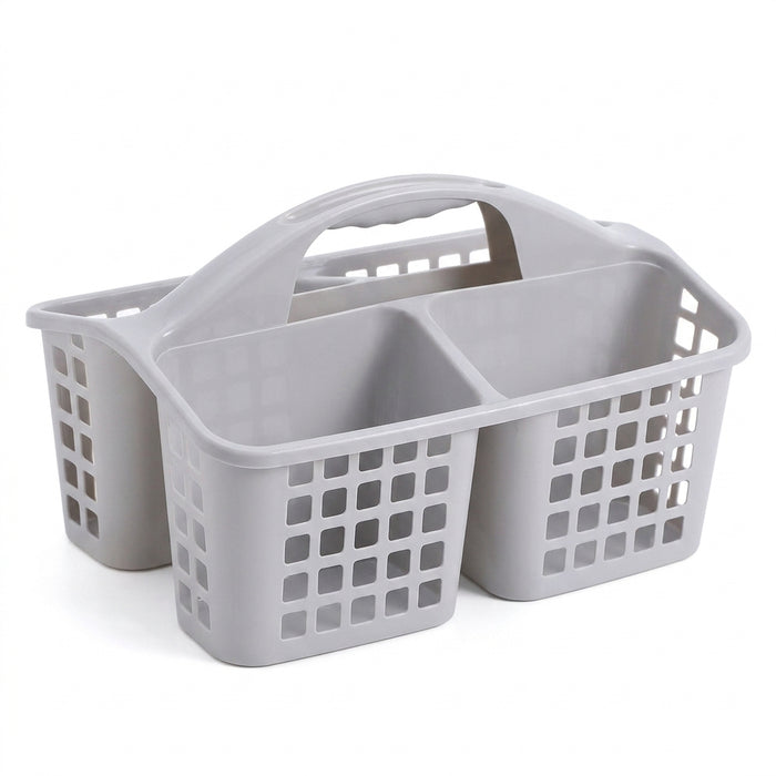 Portable Plastic Shower Caddy with Handle — Divided Storage Basket 30×20×13cm
