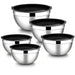 5-piece Stainless Steel Salad Basins with Lids — 2L+ Mixing & Baking Bowls (Silver)