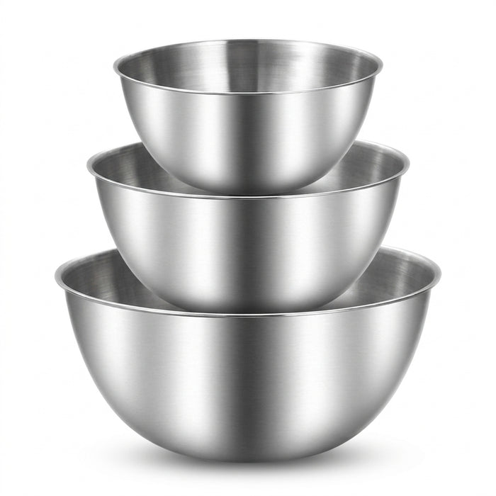 3-piece Stainless Steel Mixing Bowl Set with Measurement Marks