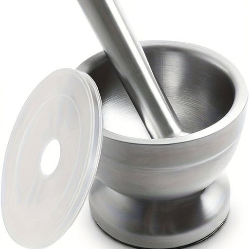 18/8 (304) Stainless Steel Mortar & Pestle Set with Non-Slip Base - Silver