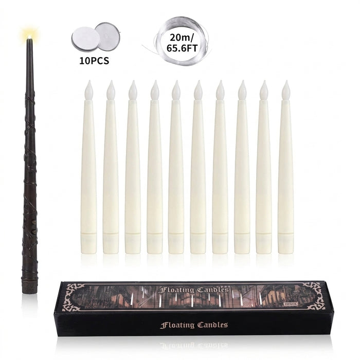 10/12 LED Floating Flameless Candles with Magic Wand Remote