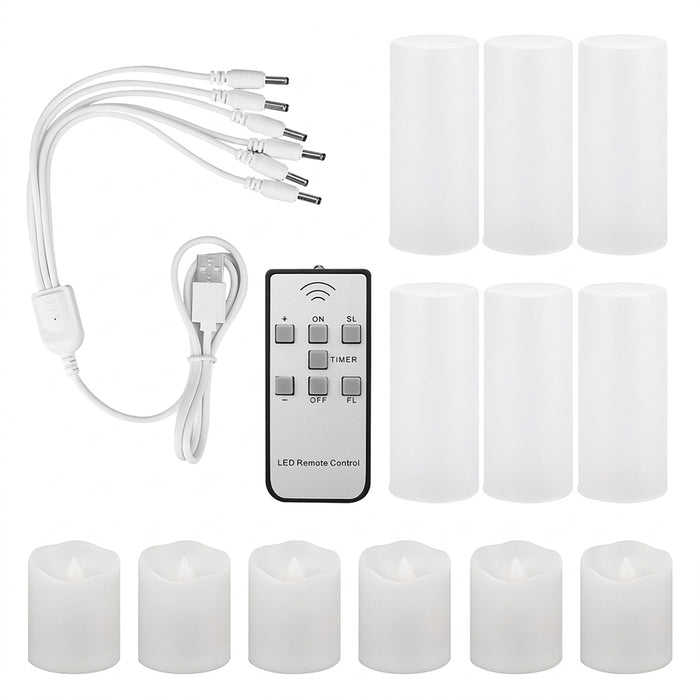 USB Rechargeable Flameless Tea Lights with Remote & Timer – 6 Pack Warm White