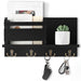 Wooden Wall-Mounted Key and Mail Holder — Rustic Letter Sorter with 4 Hooks