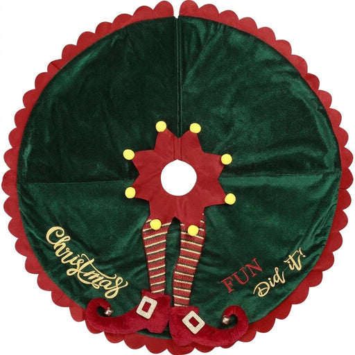 Red and Green Elf Leg Christmas Tree Skirt